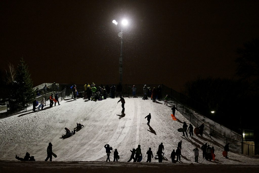people sled down barrie hill