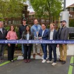 ribbon cutting at ridgeland common for new voltpost charger