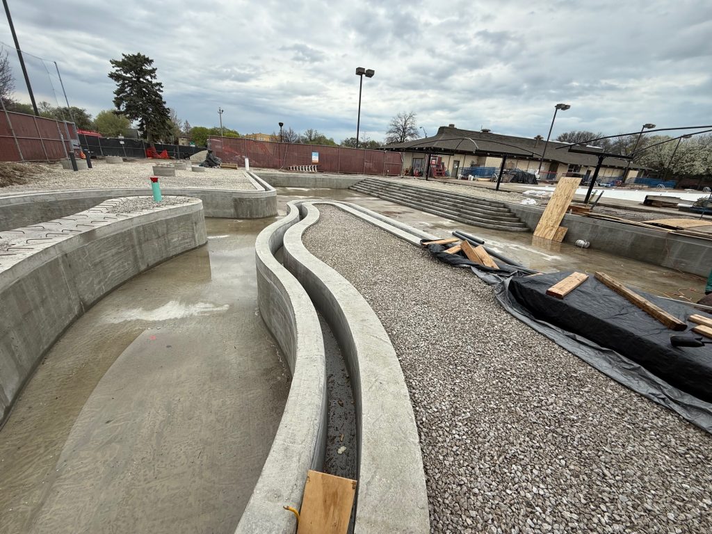 empty rehm activity pool with view of peanut shaped current channel