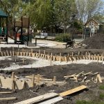 andersen park renovation with wood curb forms around a walking path