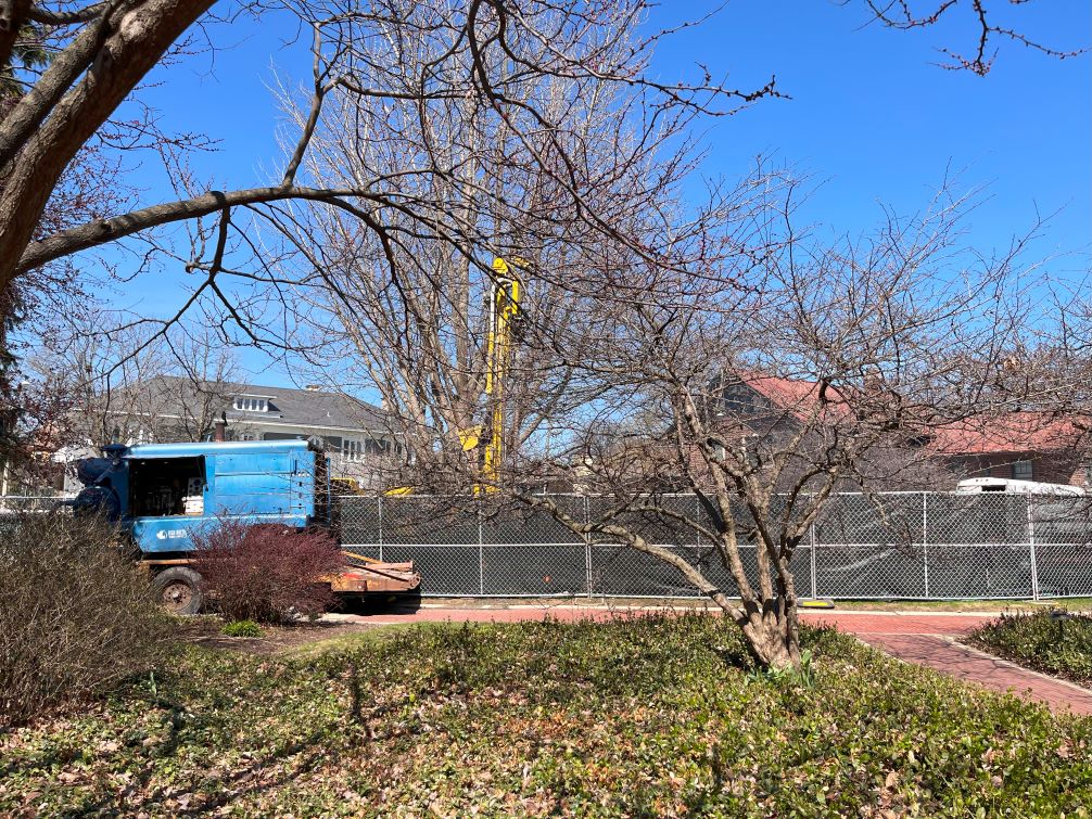 fencing along the construction zone at cheney mansion
