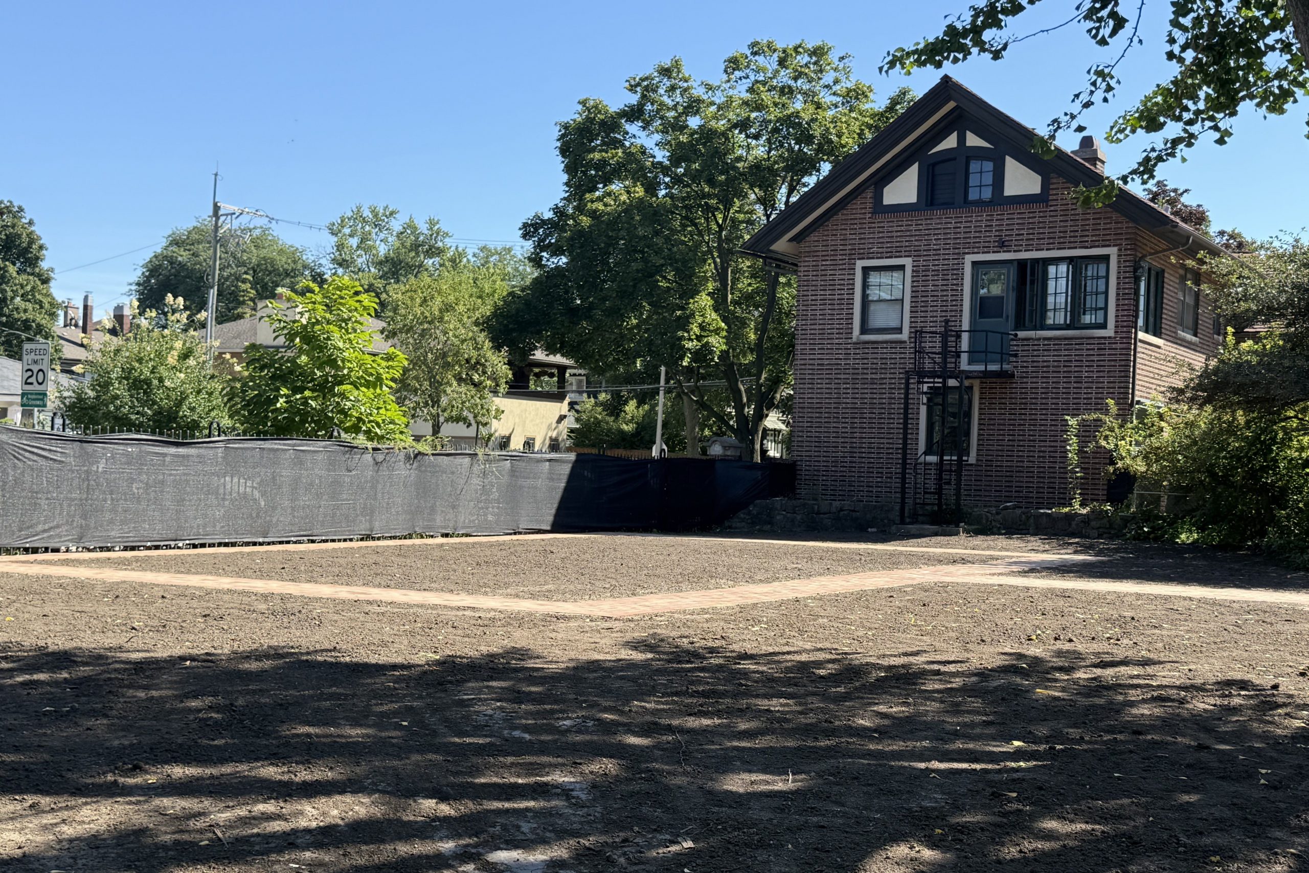 cheney mansion garden with new concrete walking paths