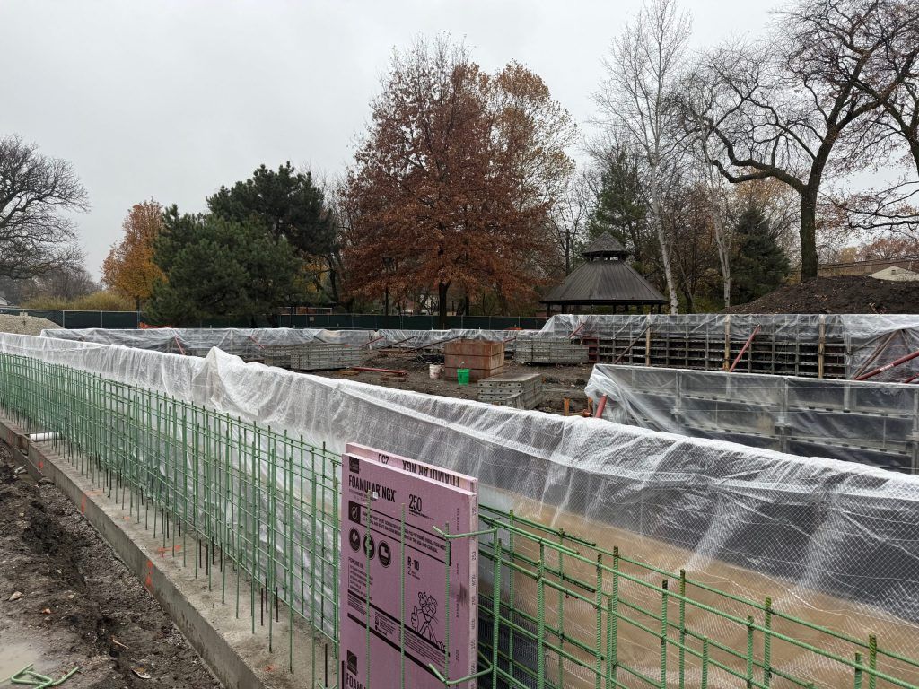 wall forms covered in plastic