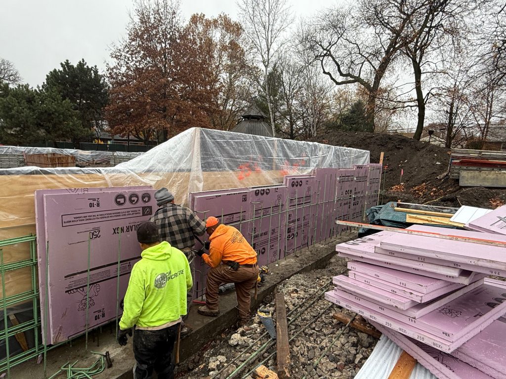 wall forms covered in plastic