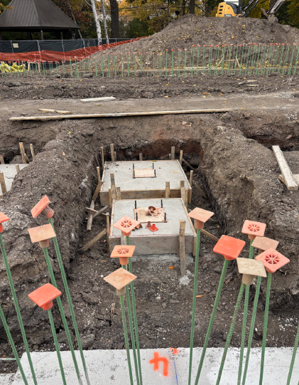 column footings at field center construction site