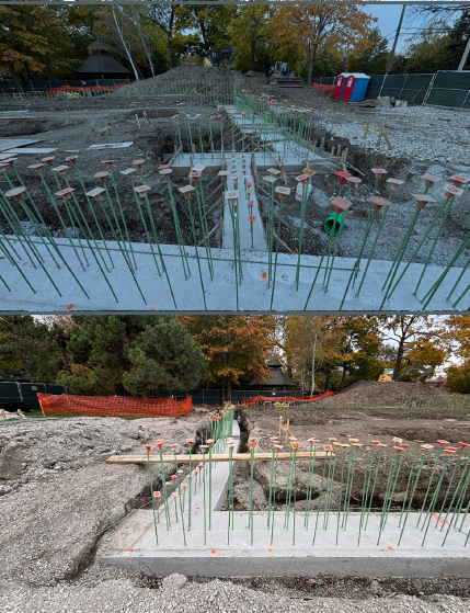 column footings at field center construction site