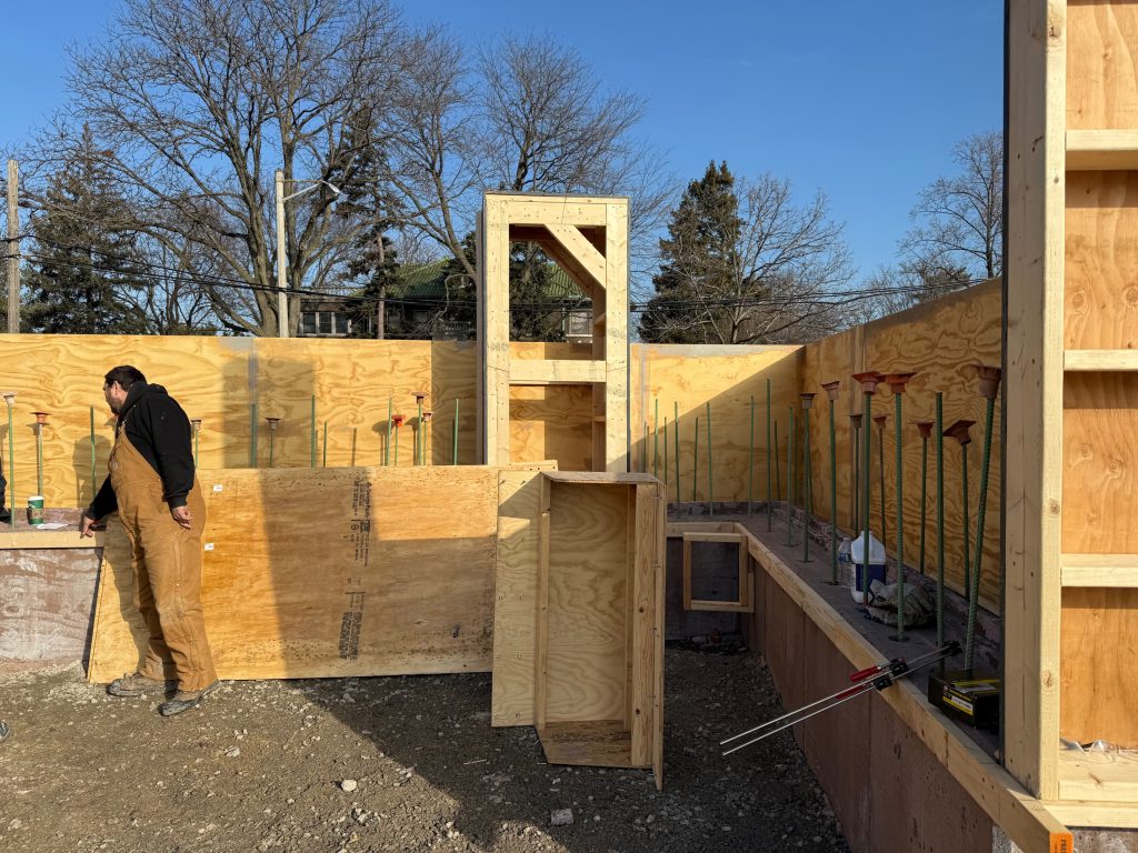 plywood framing for rammed earth walls