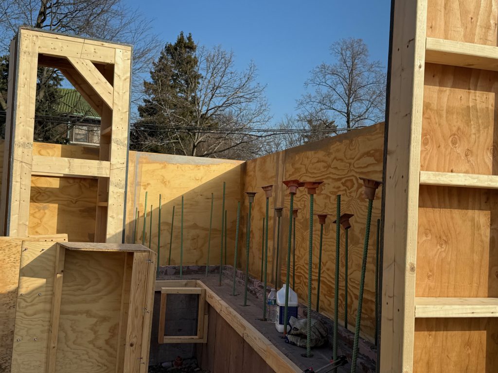 plywood framing for rammed earth walls